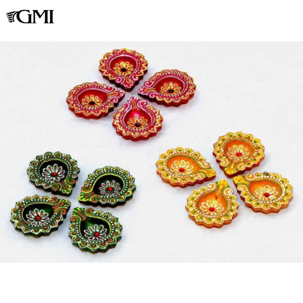 GMI Unique Oil Designer Decoratives Diyas for Diwali (Multicolor) - Set of 12